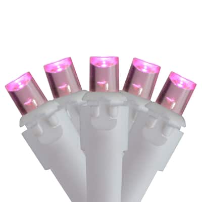 Set of 70 Pink LED Wide Angle Icicle Christmas Lights - 6ft White Wire - 6'
