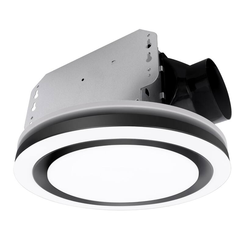 Akicon Bathroom Fan with Light, 90 CFM, 1.5 Sones Exhaust Fan,18W Dimmable 3CCT LED Light with 5W Night Light - N/A - Black