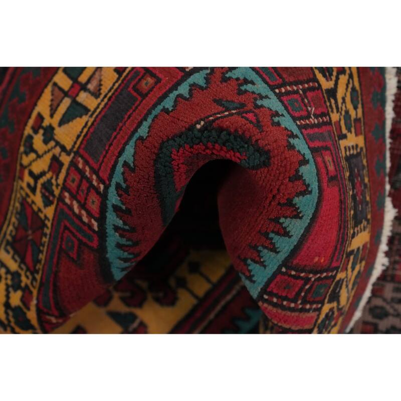 Hand Knotted Oriental 100% Wool Carpet Traditional Tribal Red Ardebil Runner Rug - 14' 7'' X 3' 6''