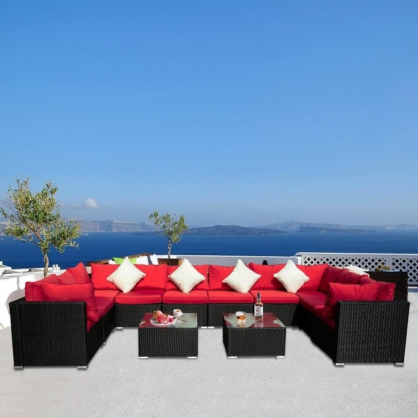 Zenova 12 Pieces Of PE Rattan Wicker Modular Sofa Set Patio Sofa With Pillows And Cushions. Opens flyout.