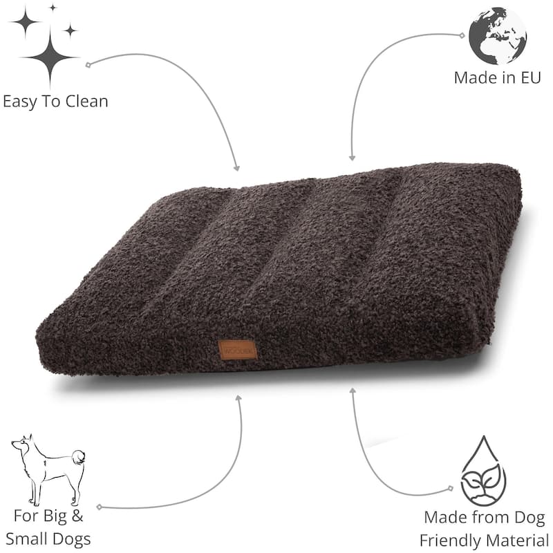 Orthopedic Pet/Dog Bed "Teddy" - M, Fluffy Dark Grey Removable & Washable Cover