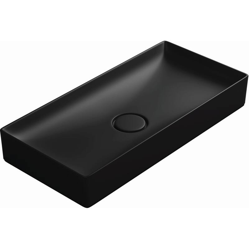 WS Bath Collections Vision 29-1/2" Ceramic Vessel Bathroom Sink - Matte Black