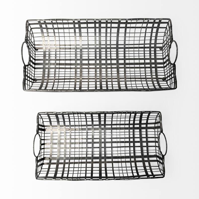 Kenneth (Set of 2) 24L x 12W Gray Metal Baskets