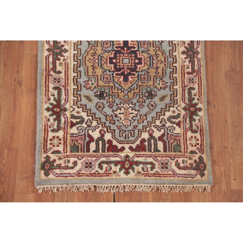 Grey Heriz-Serapi Accent Rug Hand-Knotted Traditional Wool Carpet - 2'6"x 5'11"