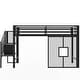 preview thumbnail 6 of 8, Twin Size Metal Loft Bed with Storage Staircase and Iron Mesh, Low Loft Bedframe with Storage Shelf and Guardrail for Kids