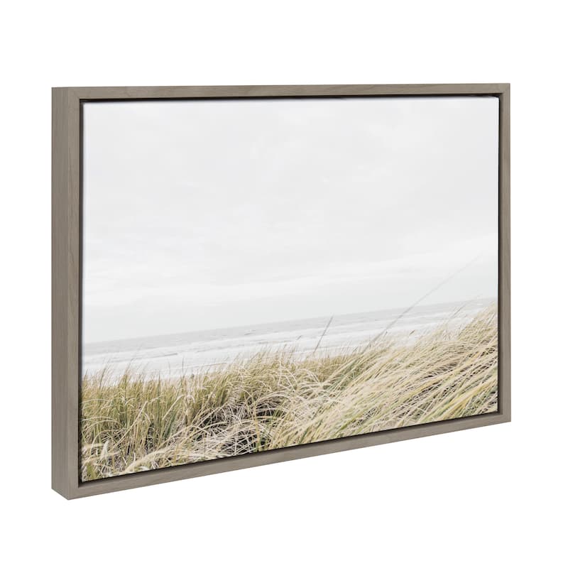 Kate and Laurel Sylvie East Beach Framed Canvas by Amy Peterson - 18x24 - Plastic - Grey