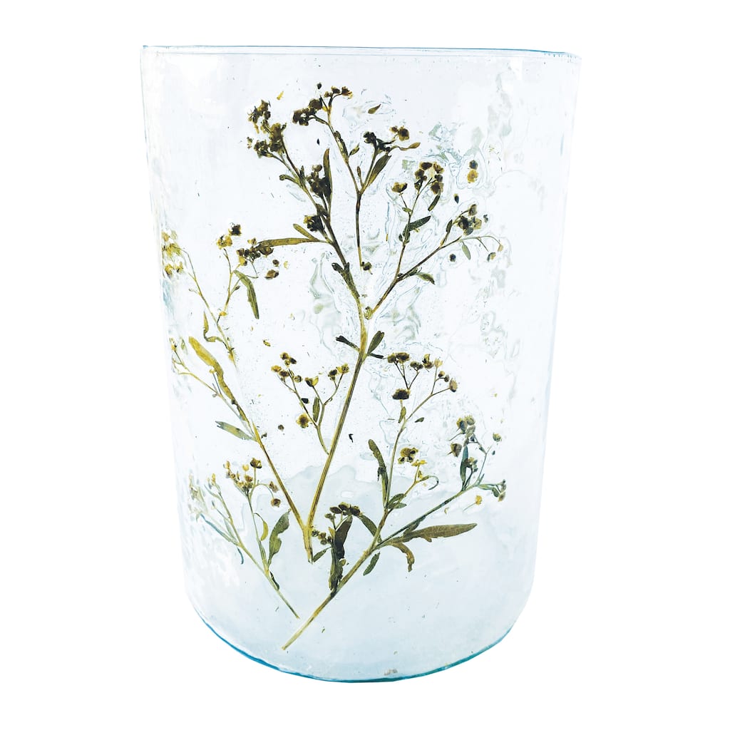 Reclaimed Glass Votive Holder with Natural Botanicals