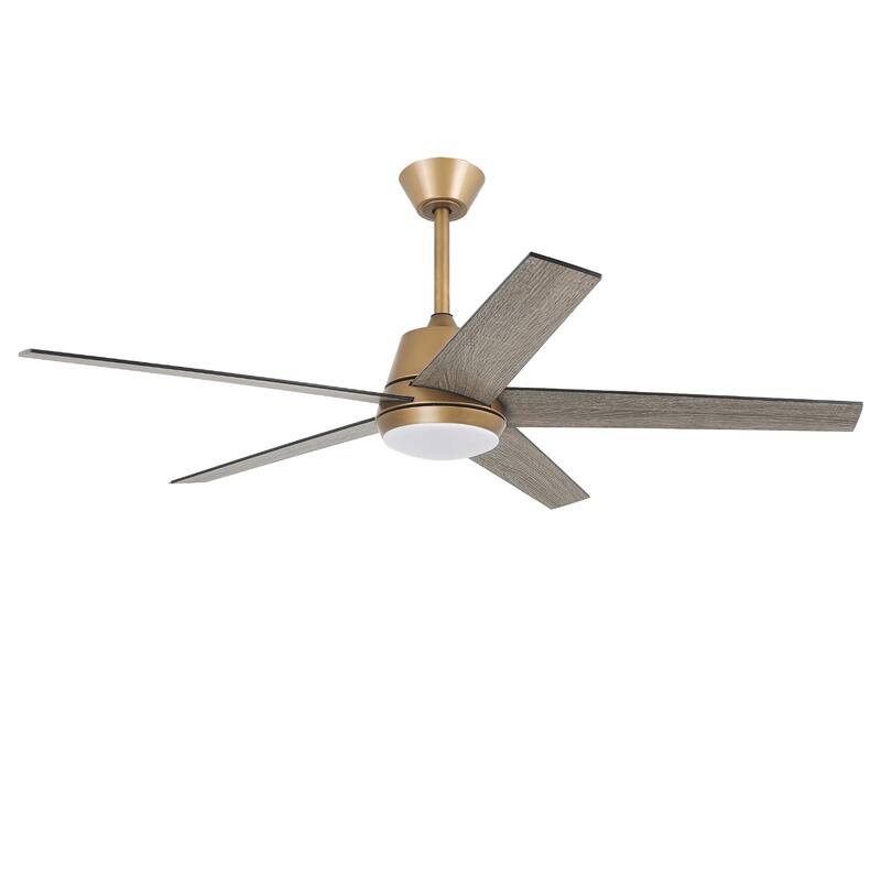 Vaczon 52" Gold Reversible Modern Smart LED Ceiling Fan with Light and App Comtrol