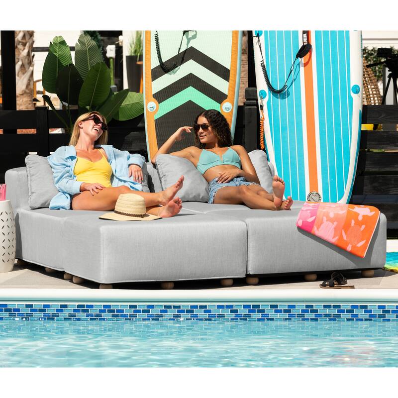 Jaxx Vada Outdoor Sun Lounger Loveseat Luxurious Modular Double Chaise and Conversation Nook - 72" W x 79.5" D x 25.5" H