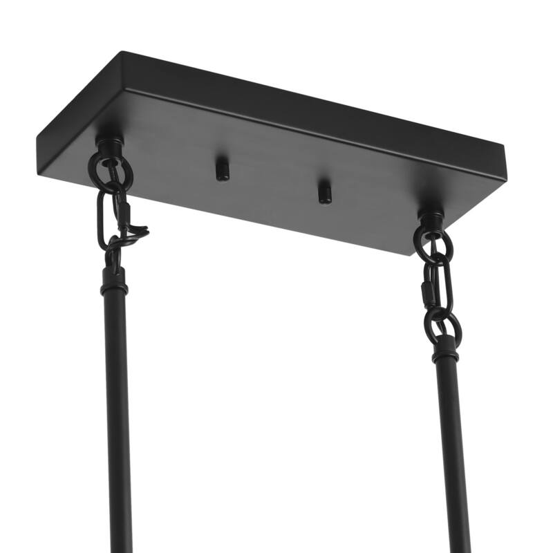 Rustic Farmhouse Matte Black 8-Light Kitchen Island Chandelier