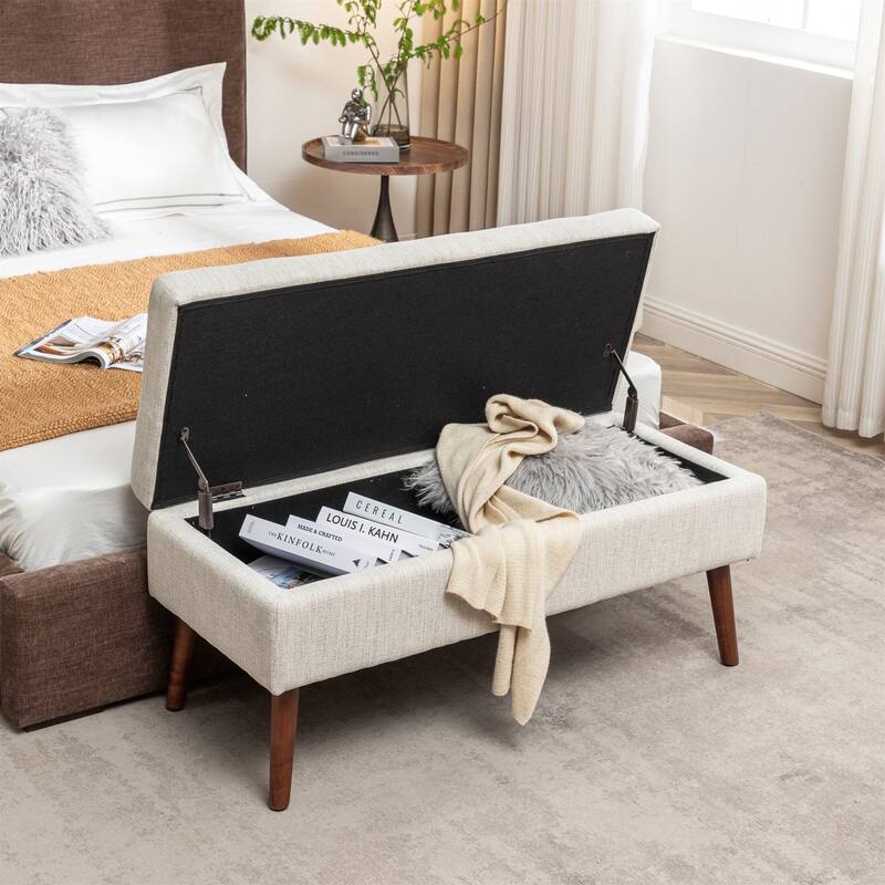 Linen Bed Bench with Storage