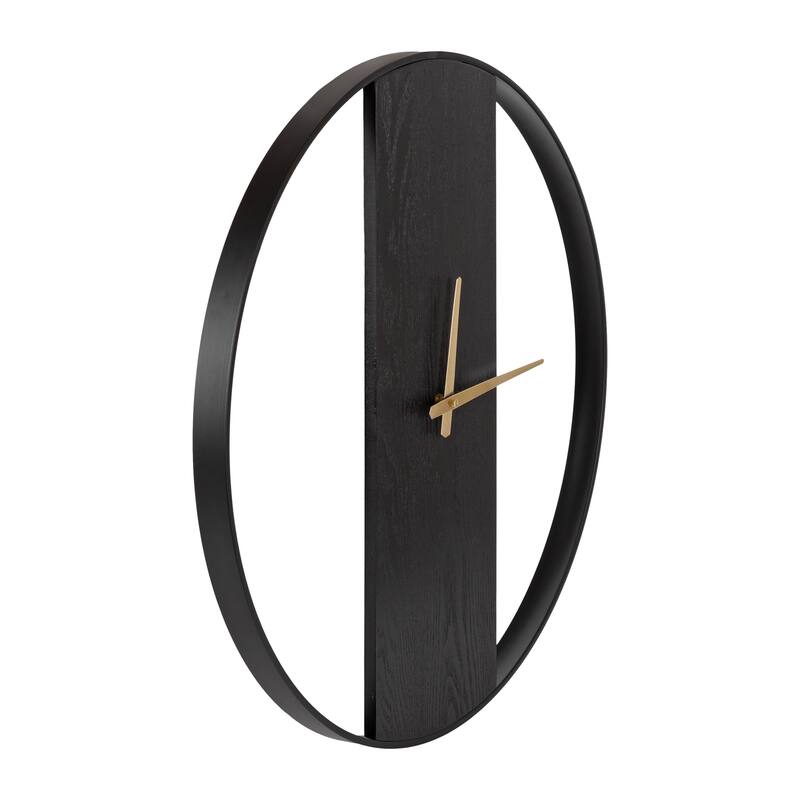 Kate and Laurel Ladd Round Numberless Wall Clock - 24" Diameter - Black/Gold