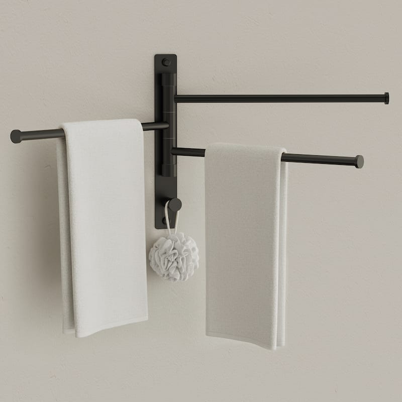 4-Arm Rust-Proof Swivel Towel Rack, 304 Stainless Steel with Hooks