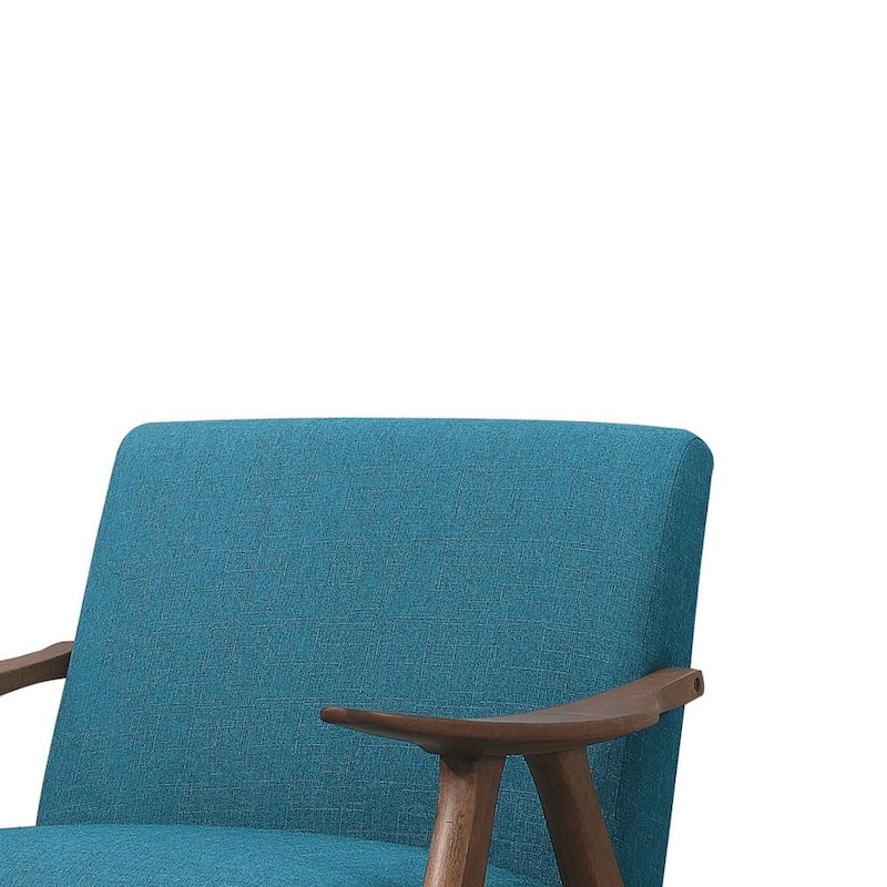 Fabric Upholstered Accent Chair with Curved Armrests, Blue - 31.5 H x 32 W x 28.5 L Inches