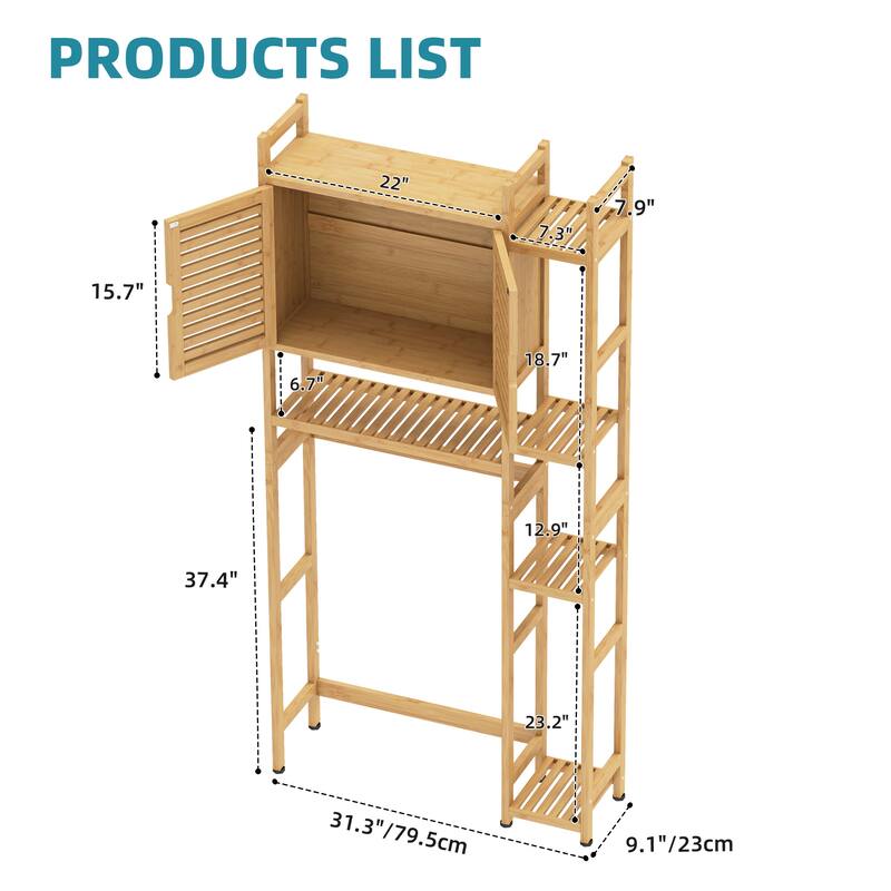 Bathroom Over-the-Toilet Storage Bamboo Over-the-Toilet Cabinet with Shelf