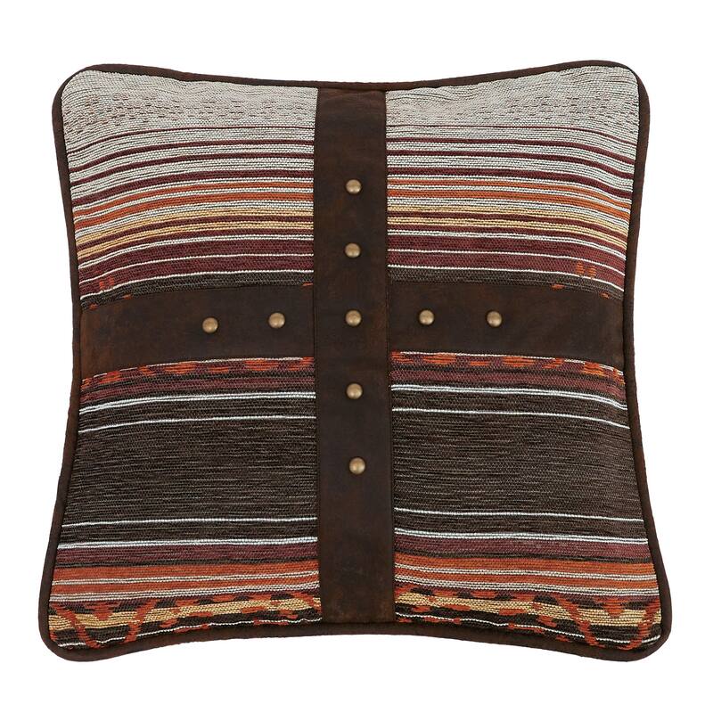 Paseo Road Estes Striped Rustic Western Chenille Jacquard Decorative Pillow, 18"x18"