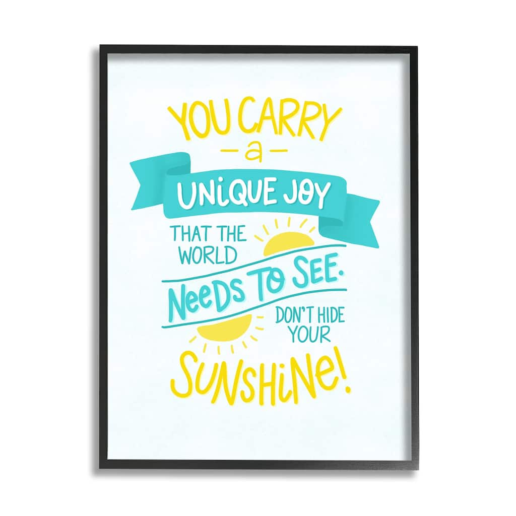Stupell You Carry Unique Joy Motivational Phrase Summer Sunshine Framed Wall Art - White