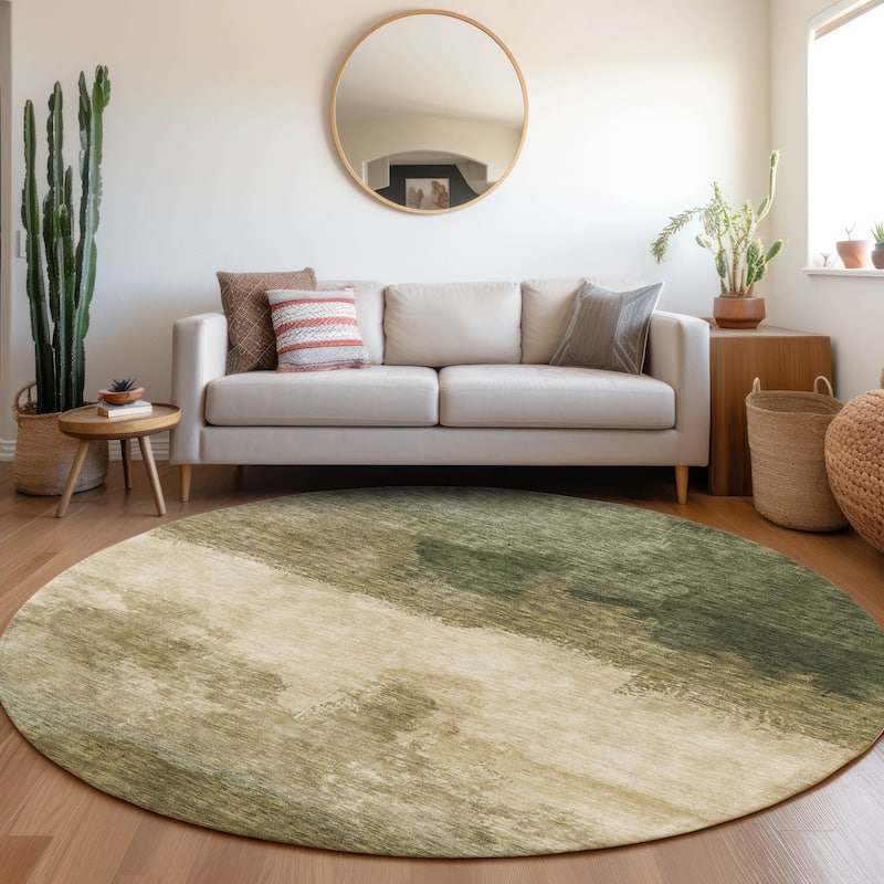 Machine Washable Indoor/ Outdoor Contemporary Chantille Rug - Fern - 8' x 8'