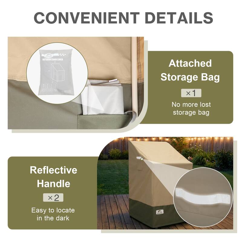 Aoodor Heavy Duty Patio Chair Cover with Air Vents for Stackable Dining Chairs/ Rocking Chair/ Outdoor Swivel