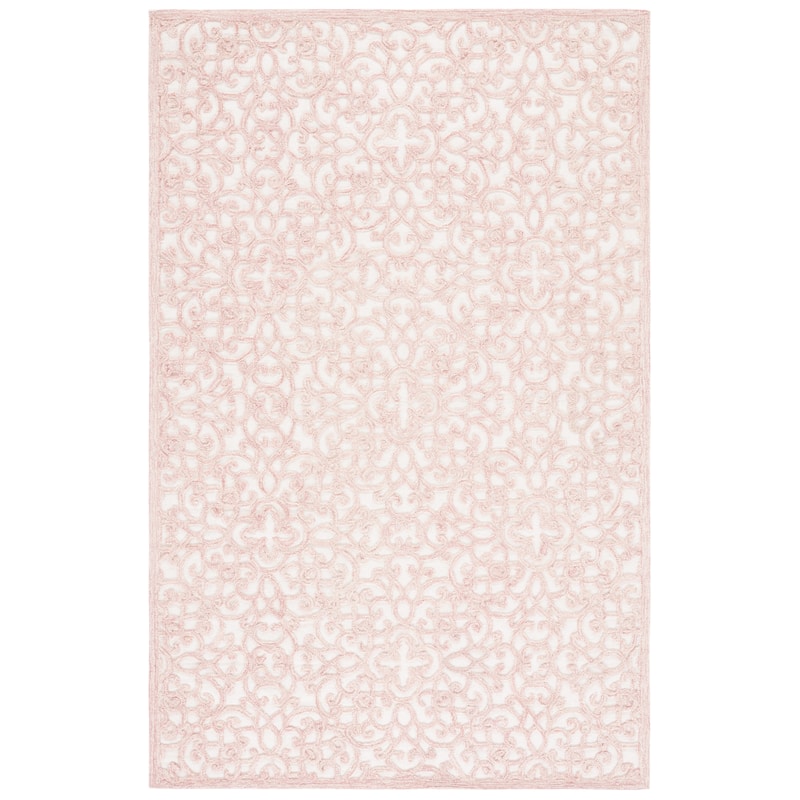 SAFAVIEH Handmade Trace Megane Modern Wool Rug - 2'6" x 4' - Ivory/Pink