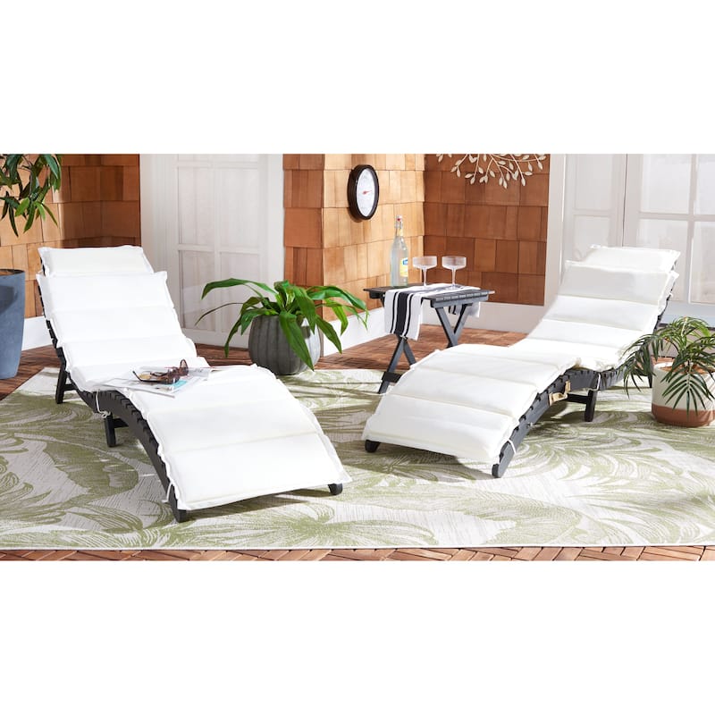 SAFAVIEH Outdoor Jamya 3-Piece Lounge Set - 21Wx25Dx72H - Black/Beige