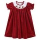preview thumbnail 1 of 2, Red Velvet Reindeer Smocked Bishop Dress