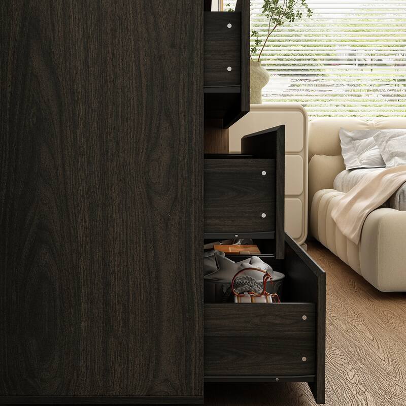 FUFU&GAGA 59" Modern Space Saving 6 Drawer Double Dresser Buffet Sideboard Chest