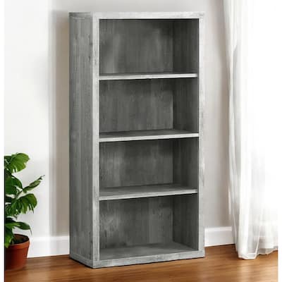 HomeRoots 48" Gray Wood Four Tier Bookcase - 11.75