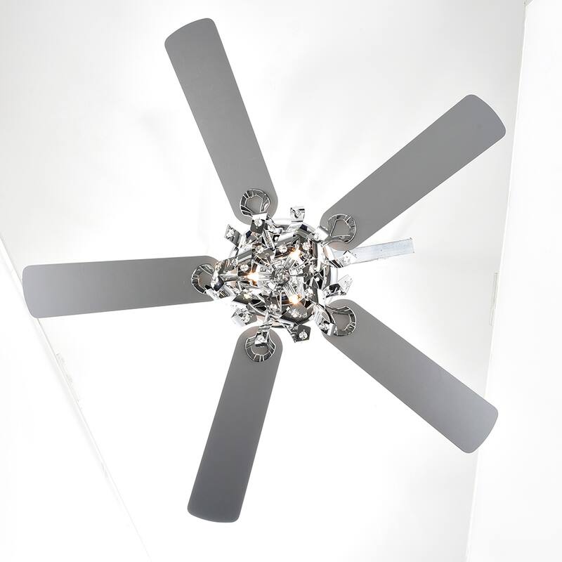 Chrome 52-Inch 5-Blade Lighted Ceiling Fan with Remote