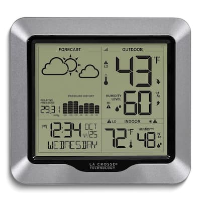 Curata Wireless Forecast Weather Station with Atomic Time Alarm Temperature and Barometer