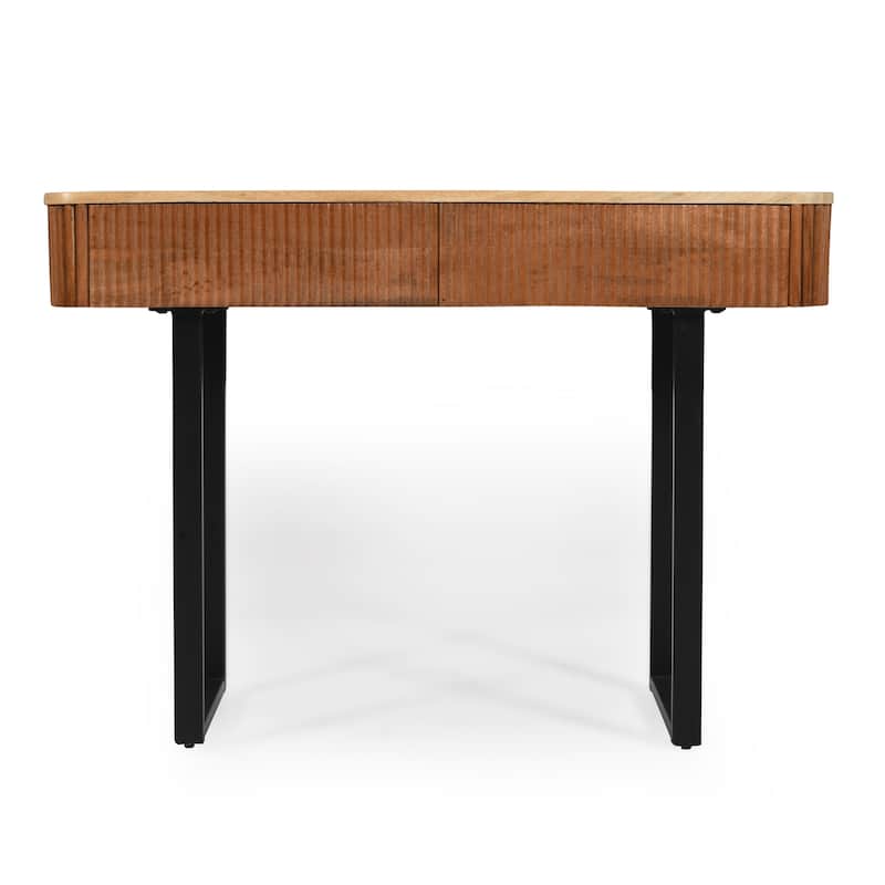 Solid Wood Entryway Table with Fluted Design