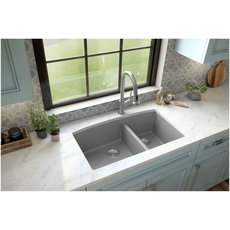 Karran USA QU-711-PK1 Quartz QU 32" Undermount Double Basin Quartz