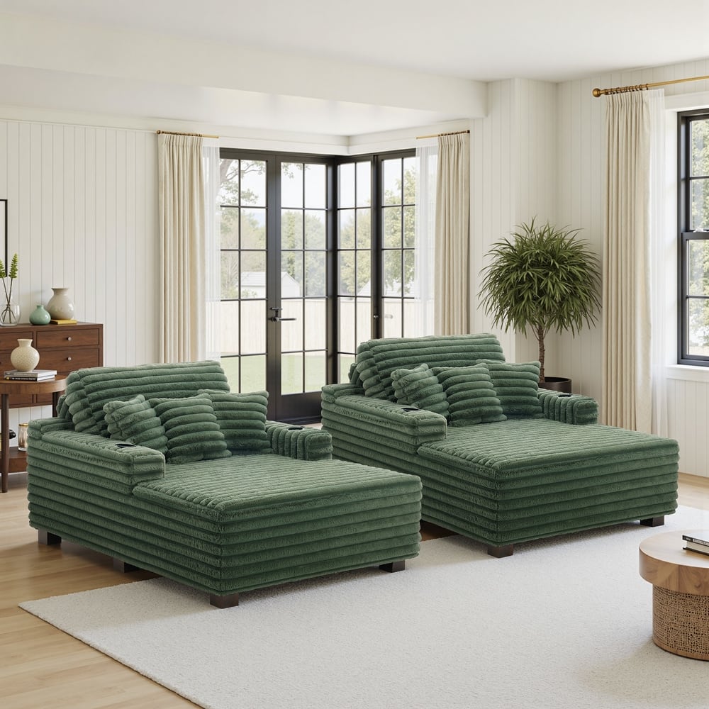 53" Upholstered Sofa Chaise Lounge Indoor with Pillows