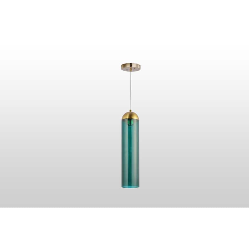 Hydra 1 - Light Single Cylinder Glass Pendant Light - Forest Green