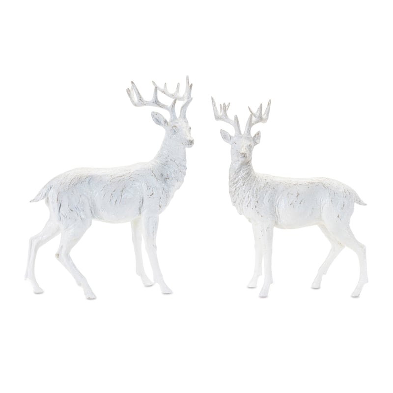 Deer (Set of 2) 13"L x 17"H Resin - White - White