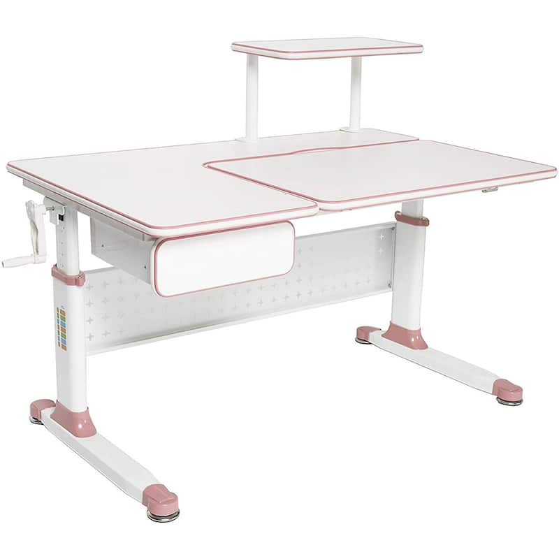 ApexDesk Little Soleil Kid's Height Adjustable Desk w/ Shelf & Drawer