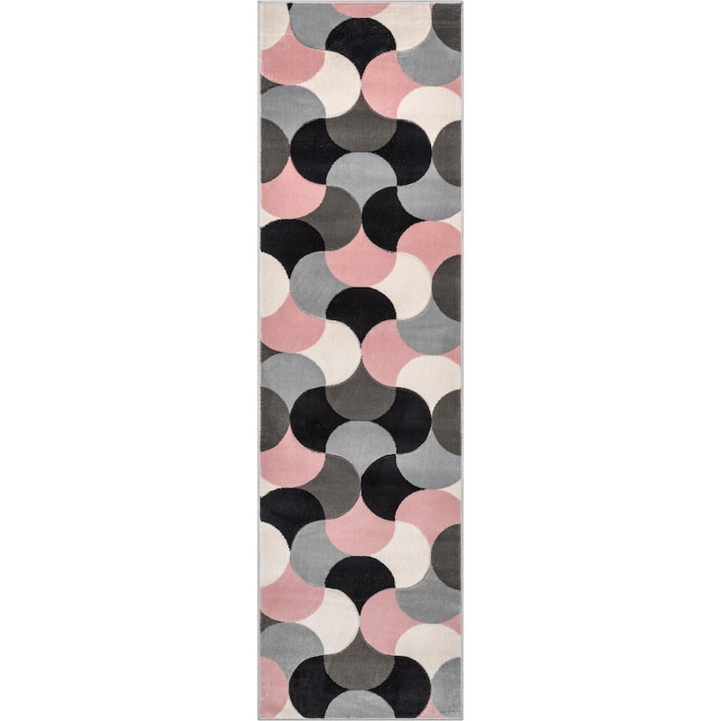 Well Woven Good Vibes Helena Modern Geometric Area Rug - 2' 7" x 9' 10" - Blush Pink - Runner