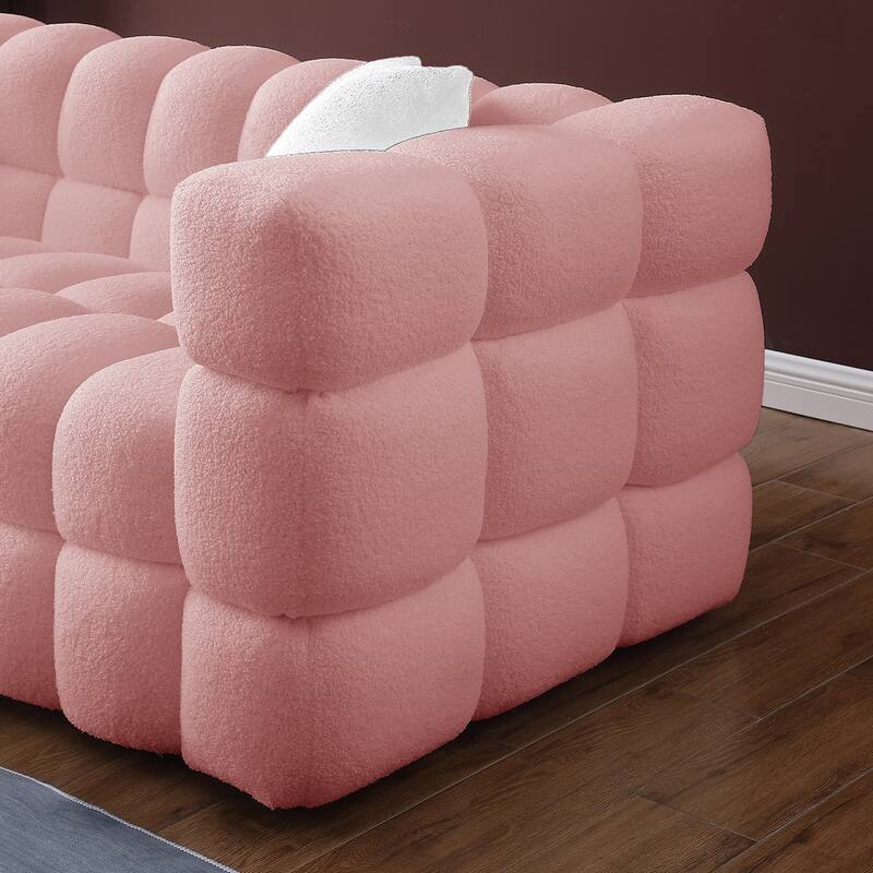 Wayna Modern Style Sofa, Sherpa Thick Cushion Double Sofa