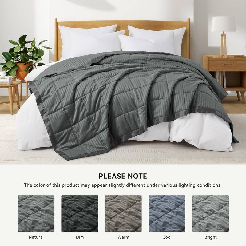 Hotel Quality Luxury Lightweight Jacquard Soft Bed Blanket with Satin Trim, Cozy and Warm