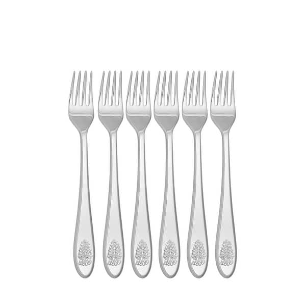 slide 2 of 3, Spode Christmas Tree Cocktail Forks, Set of 6 - Silver - 6.8 Inch Service for 6 - 6.8 Inch