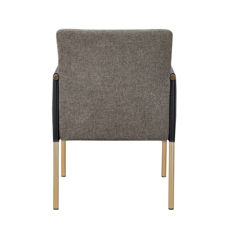 Brass/Gray Fabric Upholstered Metal Frame Dining Chair, Sturdy Dining Chair for Dining Rooms - 20.5