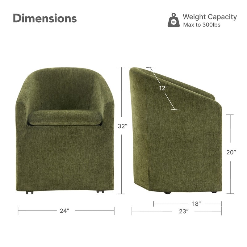 Spruce & Spring Modern Upholstered Dining Chair with Casters & Removable Slipcover