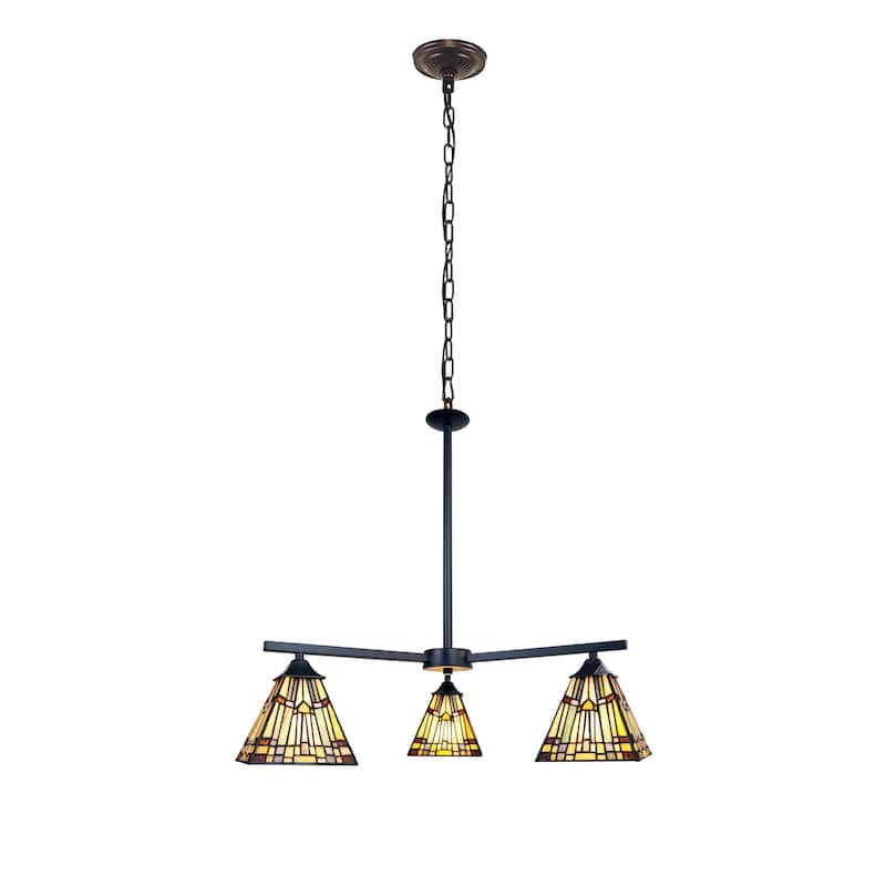 Tiffany-Style Mission Design 3-light Blackish Bronze Chandelier