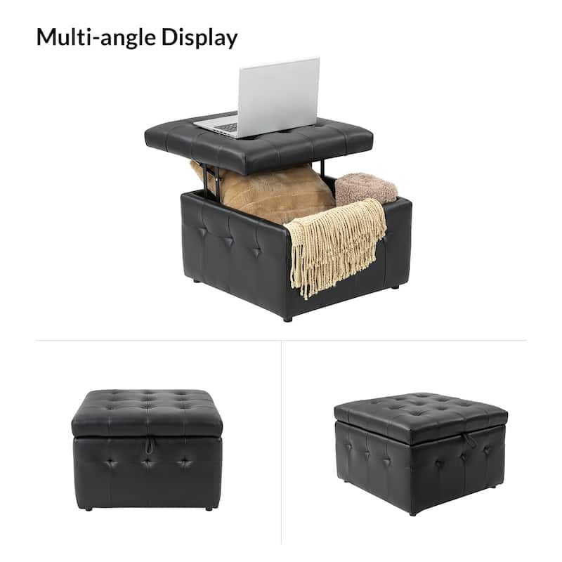 Aurora Genuine Leather Ottoman with Tufted Design by HULALA HOME