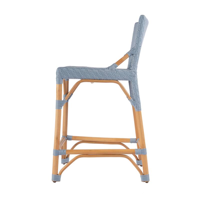 Creanly 25.25"H Seat Rattan Counter Stool with Back