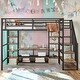 preview thumbnail 2 of 13, Full Size Metal Loft Bed with Staircase,Two 4-Tier Shelves,Low Table With 2 Mesh Shelves