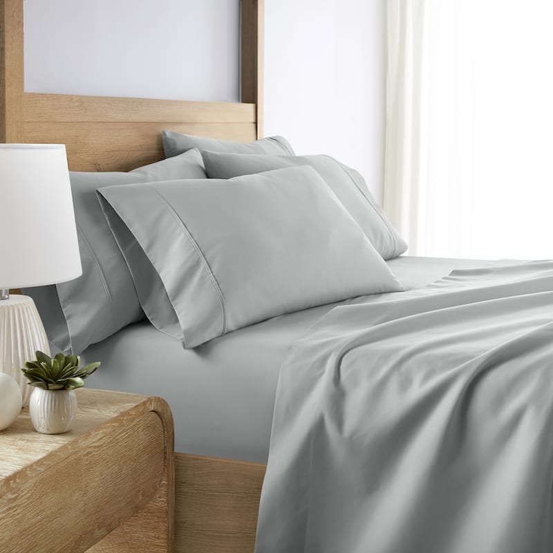 Becky Cameron Double Brushed Deep Pocket 6 Piece Sheet Set - Twin Extra Long - Light Gray