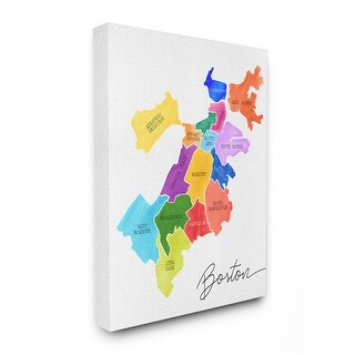 Stupell Colorful Map of Boston Massachusetts by Neighborhood Canvas ...