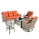 preview thumbnail 19 of 55, OVIOS 5-Piece Outdoor Wicker Swivel Chair Set With Solar-Powered Table