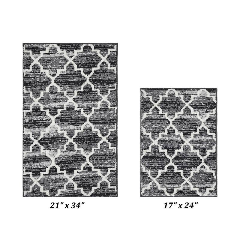 Better Trends Savio Collection 100% Micro Polyester Rectangle Soft Plush & Absorbent Water Machine Washable 2 Piece Bath Rug Set